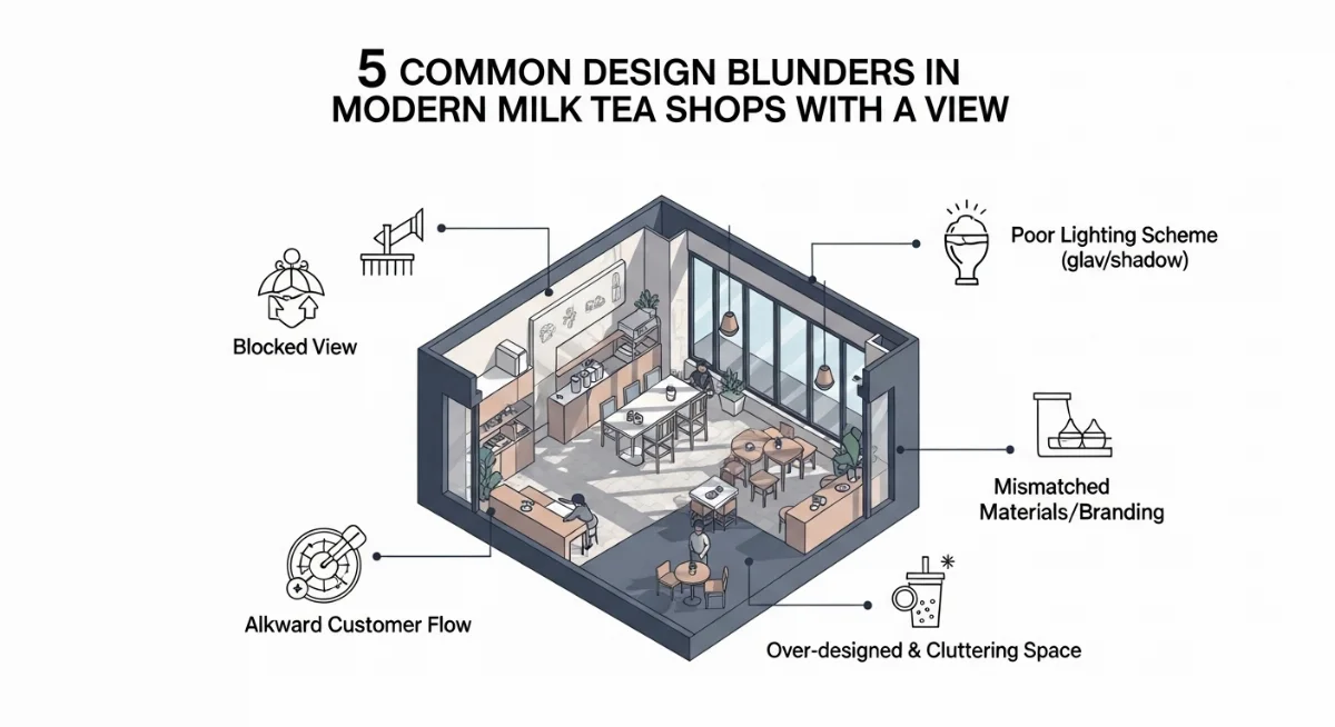Bí quyết thiết kế quán trà sữa view đẹp thành công thu hút khách hàng