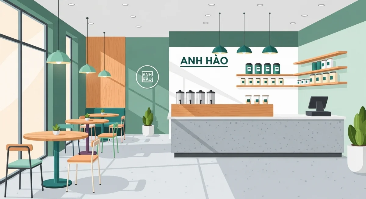 Thợ kỹ thuật kiểm tra độ ẩm và hệ thống thiết bị chống ẩm cho quán trà sữa