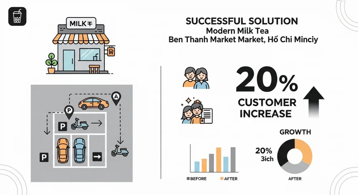Marketing hiệu quả cho bãi đậu xe quán trà sữa gần Chợ Bến Thành