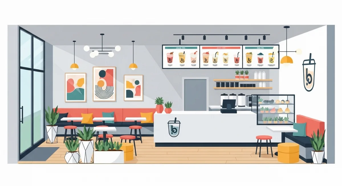 Nội thất quán trà sữa 30m2 tối ưu không gian Chị Duyên