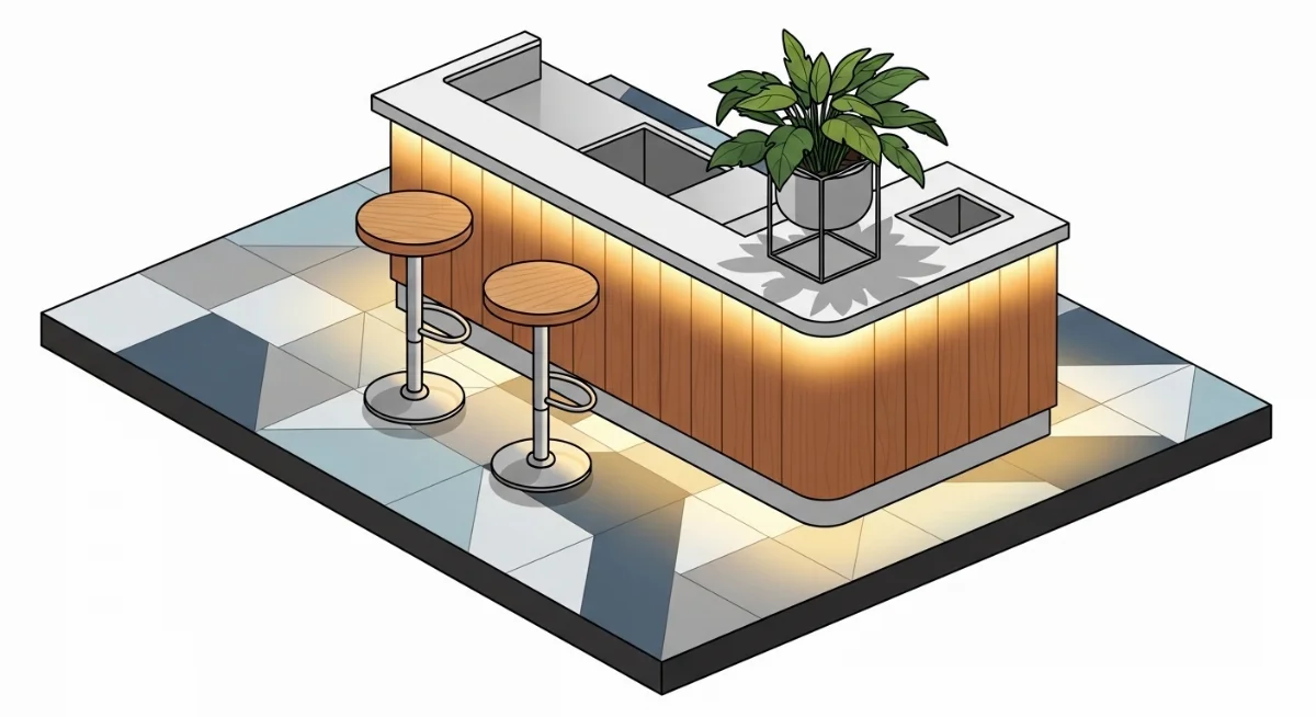 Sàn nhựa vinyl chống trơn vân đá cẩm thạch sang trọng tại quầy pha chế quán trà sữa