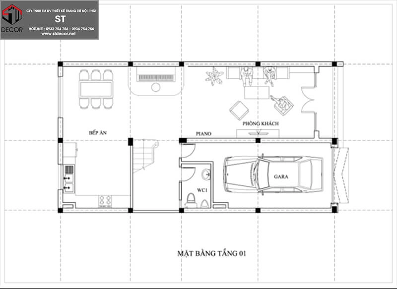 mẫu thiết kế nhà 3 tầng 7x15m