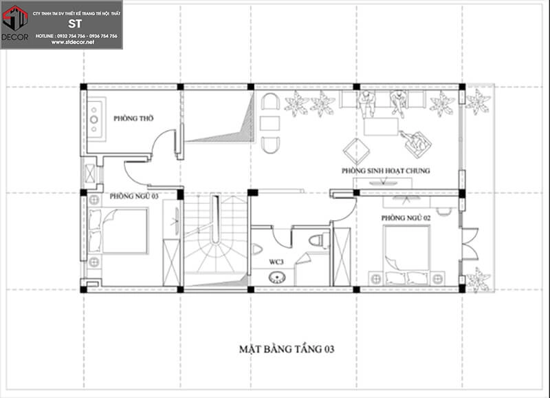 mẫu thiết kế nhà 3 tầng 7x15m