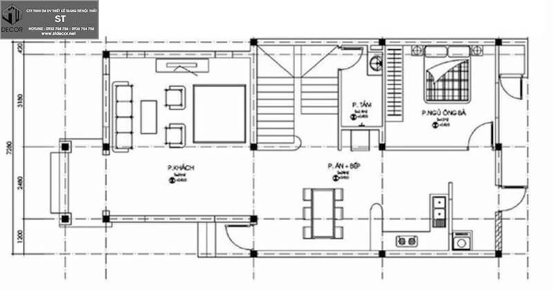 Mẫu thiết kế nhà đẹp 7x18m