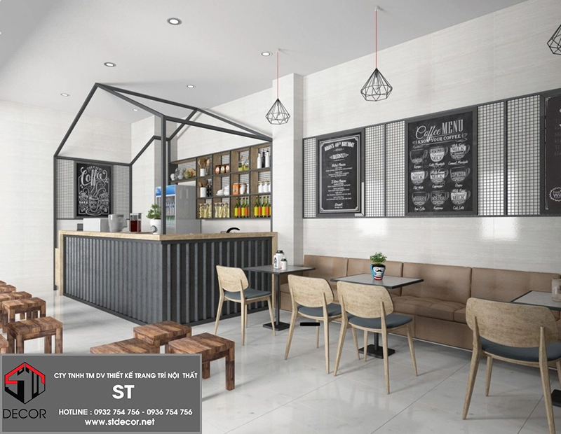 thiết kế quán cafe 5x20