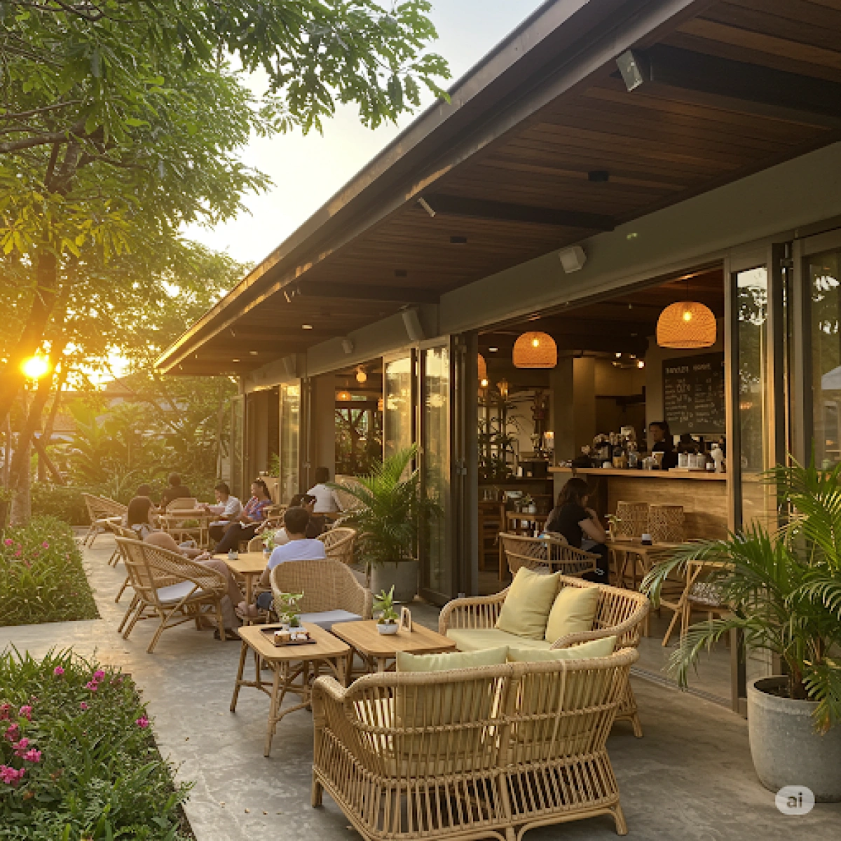 thiết kế quá cà phê không gian mở