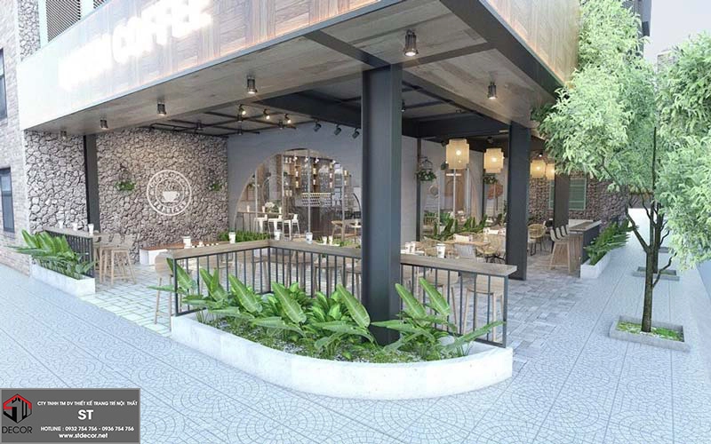 Thiết kế quán cafe 2 mặt tiền