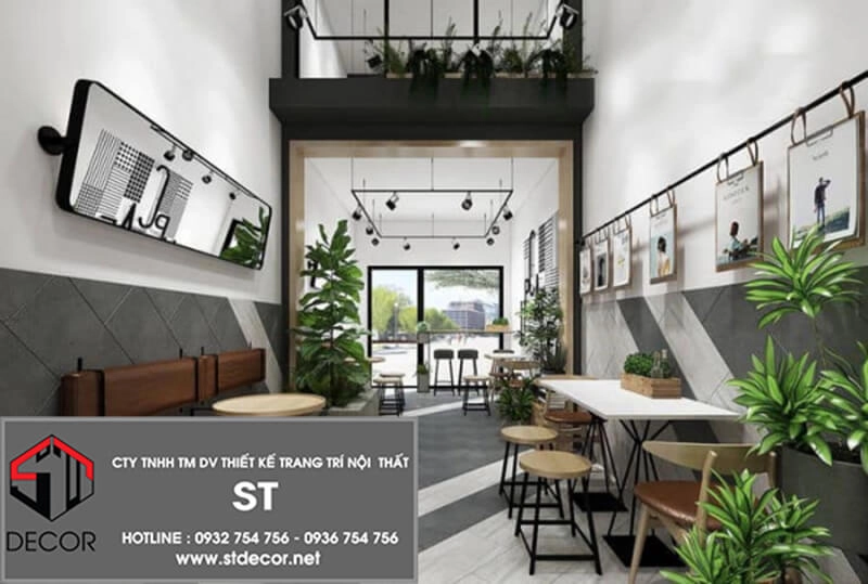 thiết kế quán cafe đẹp ngang 4m