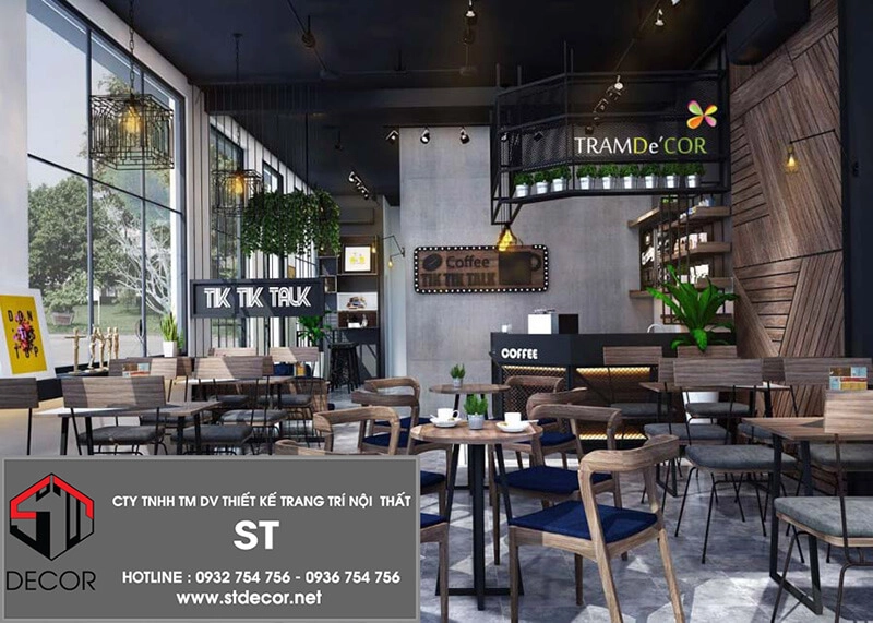 thiết kế quán cafe đẹp ngang 4m