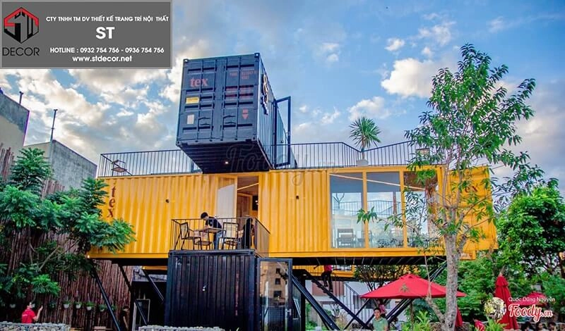 thiết kế quán trà sữa container