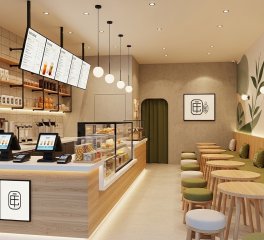 Thiết Kế Quán Trà Sữa Nhỏ 20-30m² 2026: Tối Ưu Take Away + 10 Ghế