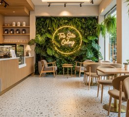 Gạch Terrazzo 2026 Cho Quán Trà Sữa: 3 Mẫu “Sống Ảo” Hot Nhất Tại TP.HCM