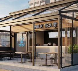 Thiết Kế Quán Trà Sữa Vỉa Hè: 3 Giải Pháp Chống Mưa & Chống Nắng