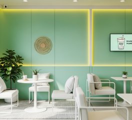 Xanh Mint “Sống Ảo” Cho Quán Trà Sữa 2026: 3 Cách Phối Với Trắng & Vàng Tăng 50% Tương Tác