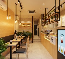 Thiết Kế Quán Trà Sữa TP.HCM: Quy Chuẩn Cho Quán Trong Hẻm & Mặt Bằng Đắt Đỏ