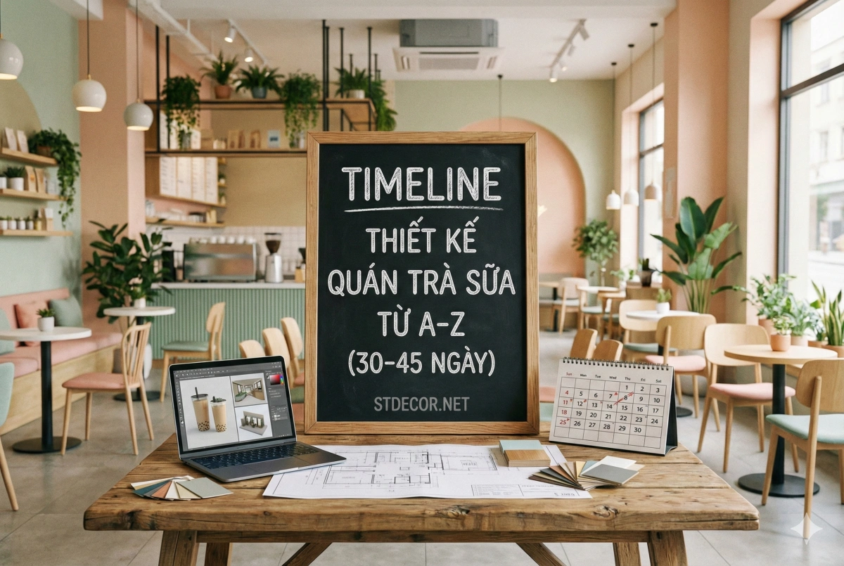 Timeline thiết kế quán trà sữa từ A-Z