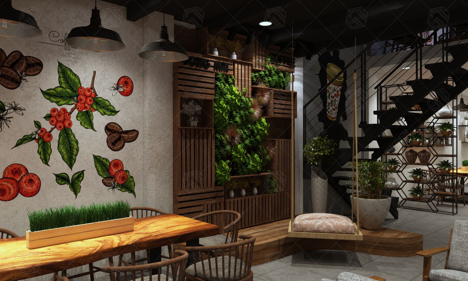 thiết kế quán cà phê Song Mai Long Xuyên