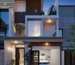 Mẫu thiết kế nhà 2 tầng 5x20m có gara hiện đại độc đáo
